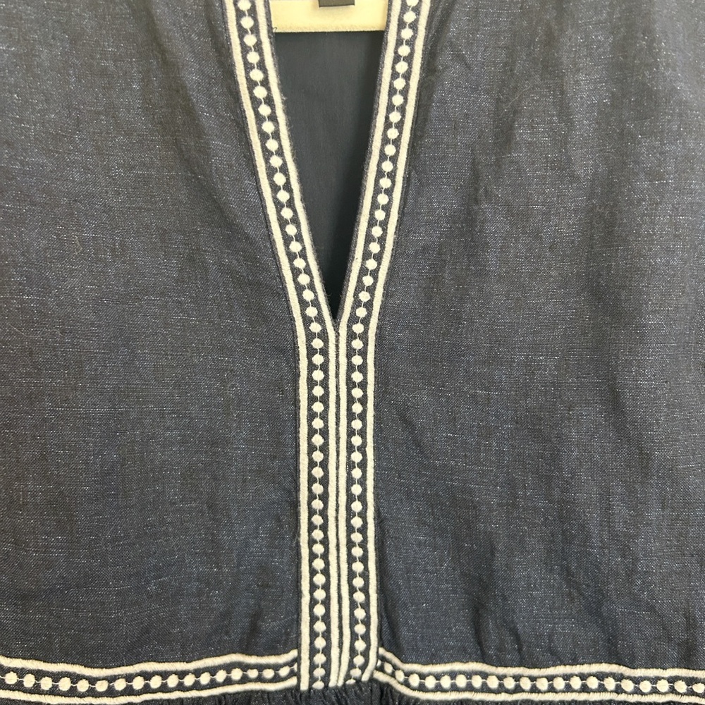 Women’s Banana Republic Navy (Dark Chambray) Embroidered Dress Size Medium - Picture 3 of 7